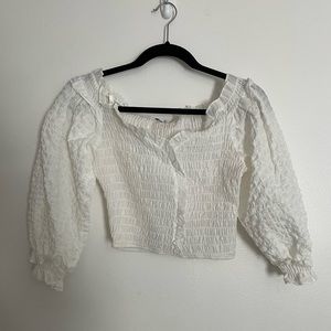 Shirred ruffle top